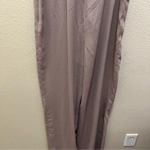 Fashion Nova White Brown High Waisted Paper Bag Pants Jumpsuit Size Medium - Picture 5 of 12